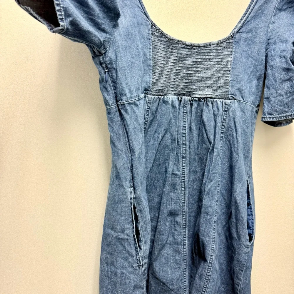 Free People Cheyenne Denim Mini Dress, Blue | Medium